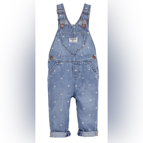 OshKosh B'gosh Other - EUC. Carter’s - Baby Heart Print Denim Overall - 12 months